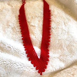 Lovely red hand beaded necklace